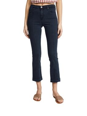 AG The Jodi Crop Sateen Jeans Sulfur Dark Cove High Rise Slim Flare Raw Hem 28